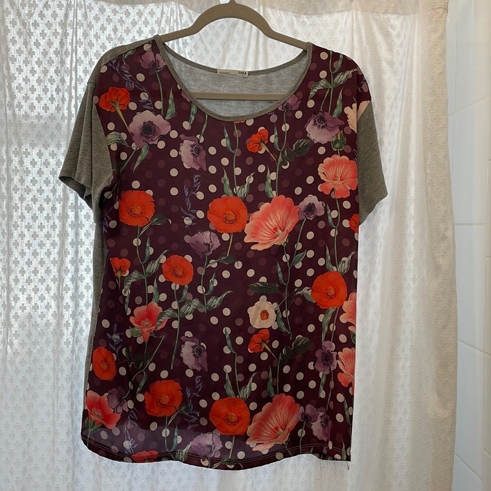 Zara floral patterned T-shirt